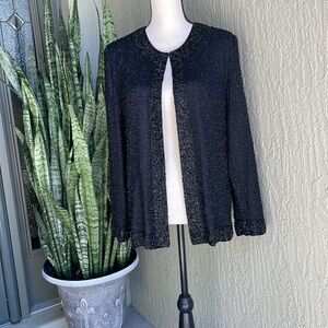 Stunning Vintage Laurence Kazar silk sequin beaded jacket evening cruise wear